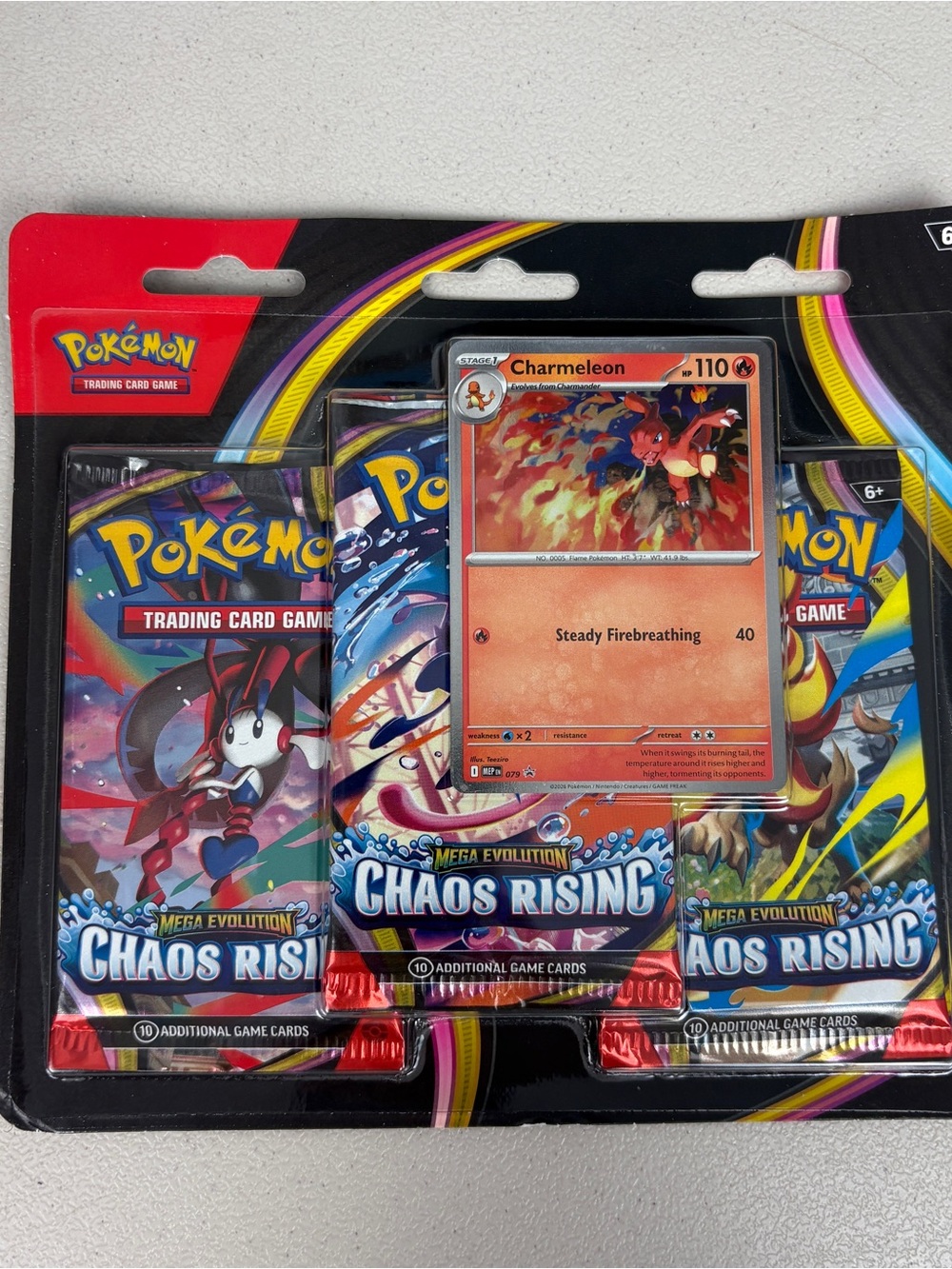 Pokemon TCG ME04 Chaos Rising 3 Pack Blister Charmeleon Sealed New